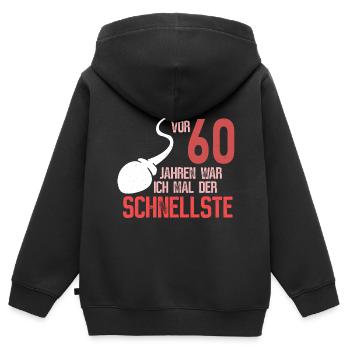 60. Geburtstag - schnellster im Verkehr - Kinder Premium Organic Zip Hoodie - Schwarz - Hinten - AI Model Kid Male (0cm)