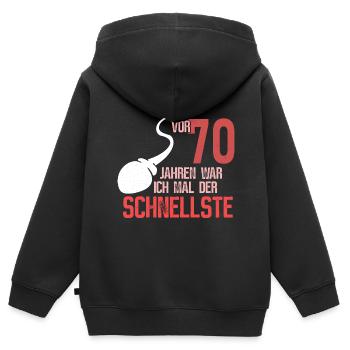 70. Geburtstag - schnellster im Verkehr - Kinder Premium Organic Zip Hoodie - Schwarz - Hinten - AI Model Kid Male (0cm)