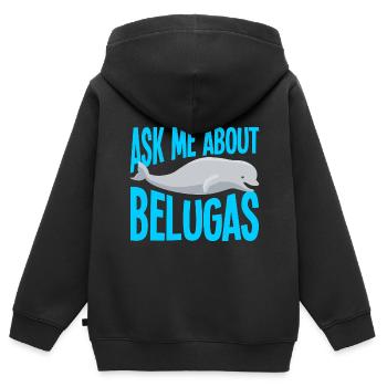 Béluga Béluga Baleine Observation des baleines Dauphin Dauphin - Sweat Premium à capuche zippé enfant bio - noir - Dos - AI Model Kid Male (0cm)