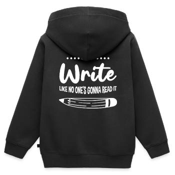 Write Like No One's Gonna Read It 4 - Kinder Premium Organic Zip Hoodie - Schwarz - Hinten - AI Model Kid Male (0cm)