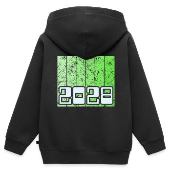 Jahr 2028 - Kinder Premium Organic Zip Hoodie - Schwarz - Hinten - AI Model Kid Male (0cm)