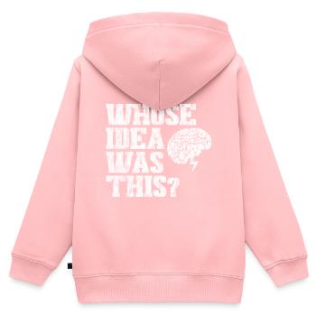 Qui a eu cette idée 3 - Sweat Premium à capuche zippé enfant bio - rose - Dos - AI Model Kid Female (0cm)