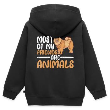 La plupart de mes amis sont des animaux 7 - Sweat Premium à capuche zippé enfant bio - noir - Dos - AI Model Kid Male (0cm)