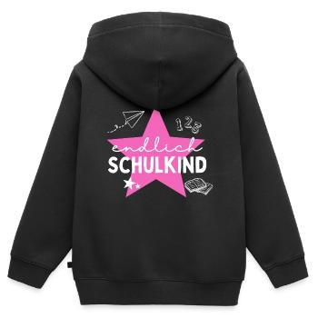 Schulkind 2024 Einhorn 1. Klasse Stern Einschulung - Kinder Premium Organic Zip Hoodie - Schwarz - Hinten - AI Model Kid Male (0cm)