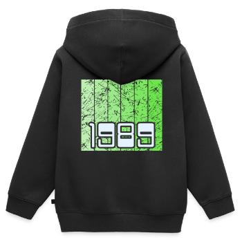 Grün 1989 - Kinder Premium Organic Zip Hoodie - Schwarz - Hinten - AI Model Kid Male (0cm)