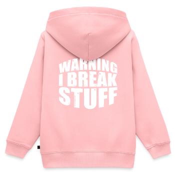Warning I Break Stuff 7 - Kinder Premium Organic Zip Hoodie - Rosa - Hinten - AI Model Kid Female (0cm)