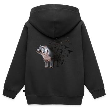 Nilpferd - Kinder Premium Organic Zip Hoodie - Schwarz - Hinten - AI Model Kid Male (0cm)