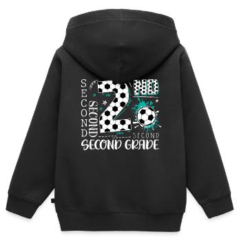 2. Klasse Fußball - Kinder Premium Organic Zip Hoodie - Schwarz - Hinten - AI Model Kid Male (0cm)