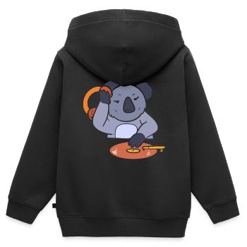 Koala DJ Disc Jockey - Kinder Premium Organic Zip Hoodie - Schwarz - Hinten - AI Model Kid Male (0cm)