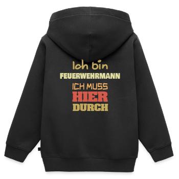 Beruf Feuerwehrmann - Kinder Premium Organic Zip Hoodie - Schwarz - Hinten - AI Model Kid Male (0cm)