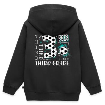 3. Klasse Fußball - Kinder Premium Organic Zip Hoodie - Schwarz - Hinten - AI Model Kid Male (0cm)