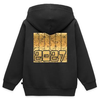 Heimat 2027 - Kinder Premium Organic Zip Hoodie - Schwarz - Hinten - AI Model Kid Male (0cm)