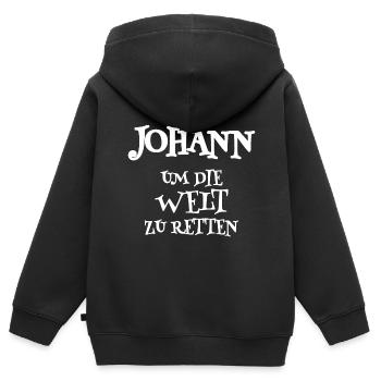 Retter Johann - Kinder Premium Organic Zip Hoodie - Schwarz - Hinten - AI Model Kid Male (0cm)