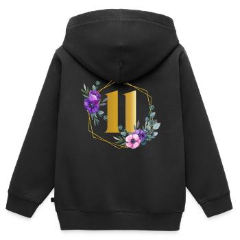 Geburtstag 11 Mädchen Blumenkranz Eleven Stall 11 - Kinder Premium Organic Zip Hoodie - Schwarz - Hinten - AI Model Kid Male (0cm)