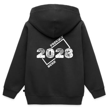 Idée cadeau 2028 - Sweat Premium à capuche zippé enfant bio - noir - Dos - AI Model Kid Male (0cm)
