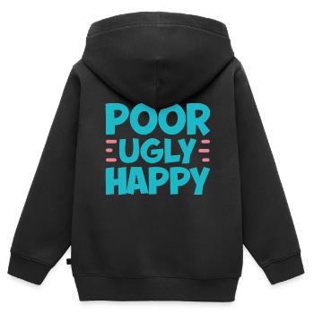 Poor Ugly Happy 2 - Kinder Premium Organic Zip Hoodie - Schwarz - Hinten - AI Model Kid Male (0cm)