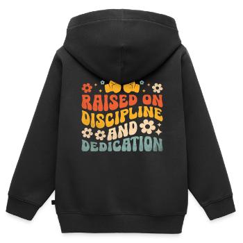 Raised On Discipline And Dedication Boxer Sports - Kids Premium Organic Zip-up Hoodie - black - Back - AI Model Kid Male (0cm)