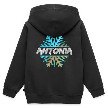 Antonia - Sweat Premium à capuche zippé enfant bio - noir - Dos - AI Model Kid Male (0cm)