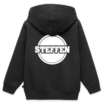 Steffen - Kinder Premium Organic Zip Hoodie - Schwarz - Hinten - AI Model Kid Male (0cm)