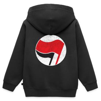 symbole du drapeau antifasciste - Sweat Premium à capuche zippé enfant bio - noir - Dos - AI Model Kid Male (0cm)