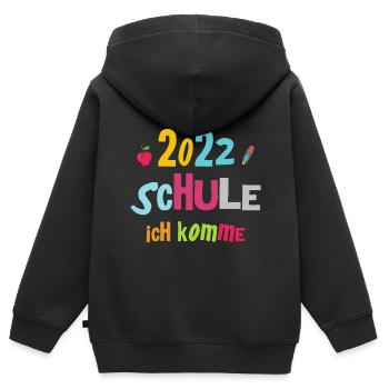 2022 Schule Ich Komme Erstklässler Schulstart Deko - Kinder Premium Organic Zip Hoodie - Schwarz - Hinten - AI Model Kid Male (0cm)