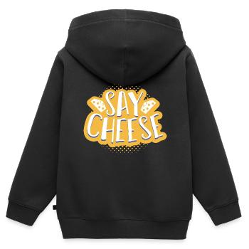 Käse - Kinder Premium Organic Zip Hoodie - Schwarz - Hinten - AI Model Kid Male (0cm)