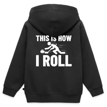 Curling Sport Spiel Spieler Curlingsteine Eis - Kinder Premium Organic Zip Hoodie - Schwarz - Hinten - AI Model Kid Male (0cm)