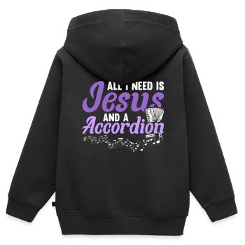 Akkordeon Polka Ziehharmonika Quetschkommode - Kinder Premium Organic Zip Hoodie - Schwarz - Hinten - AI Model Kid Male (0cm)