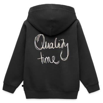 Temps de qualité Calligraphie Minimalisme - Sweat Premium à capuche zippé enfant bio - noir - Dos - AI Model Kid Male (0cm)