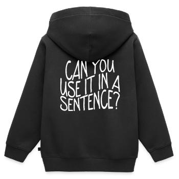 Pouvez-vous l’utiliser dans une phrase - Sweat Premium à capuche zippé enfant bio - noir - Dos - AI Model Kid Male (0cm)