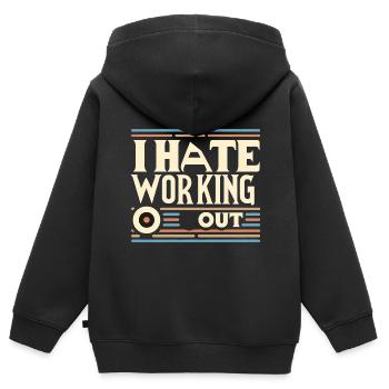 I Hate Working Out 6 - Kids Premium Organic Zip-up Hoodie - black - Back - AI Model Kid Male (0cm)
