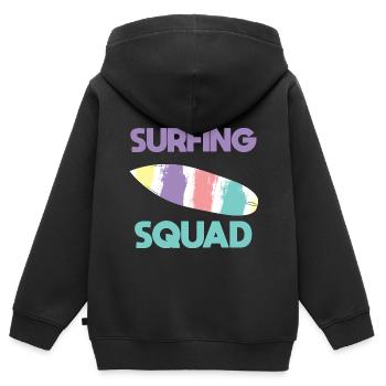 Surfbrettliebhaber Professioneller Surfer - Kinder Premium Organic Zip Hoodie - Schwarz - Hinten - AI Model Kid Male (0cm)