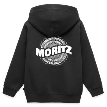 Idée cadeau Moritz - Sweat Premium à capuche zippé enfant bio - noir - Dos - AI Model Kid Male (0cm)