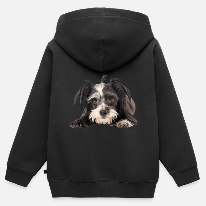 Chinois à crête - Sweat Premium à capuche zippé enfant bio - noir