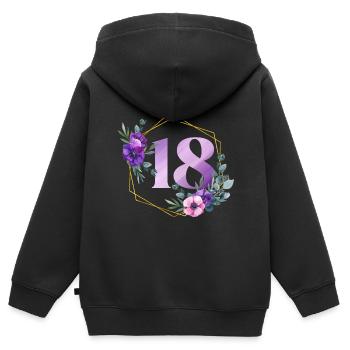 Geburtstag 18 Mädchen Blumenkranz Achtzehn 18 Jahr - Kinder Premium Organic Zip Hoodie - Schwarz - Hinten - AI Model Kid Male (0cm)