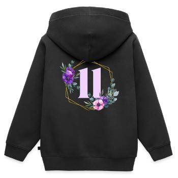 Geburtstag 11 Mädchen Blumenkranz Eleven Stall 11 - Kinder Premium Organic Zip Hoodie - Schwarz - Hinten - AI Model Kid Male (0cm)