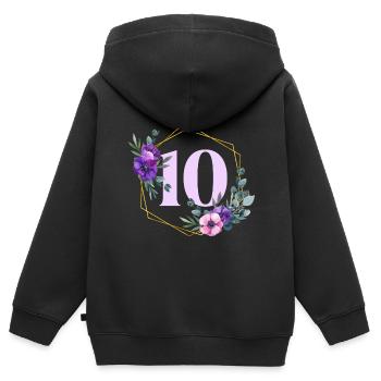 Geburtstag 10 Mädchen Blumenkranz Zehn 10 Jahre al - Kinder Premium Organic Zip Hoodie - Schwarz - Hinten - AI Model Kid Male (0cm)