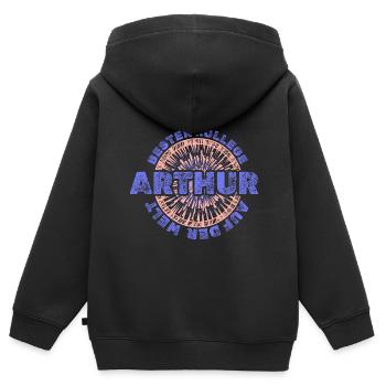 Gift for Arthur - Kids Premium Organic Zip-up Hoodie - black - Back - AI Model Kid Male (0cm)