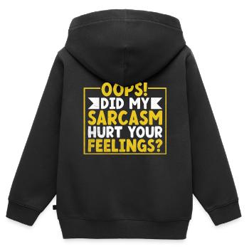 Oups, mon sarcasme vous a-t-il blessé Sarcasme - Sweat Premium à capuche zippé enfant bio - noir - Dos - AI Model Kid Male (0cm)
