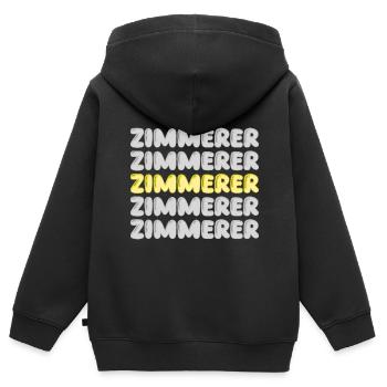 Arbeit Zimmerer - Kinder Premium Organic Zip Hoodie - Schwarz - Hinten - AI Model Kid Male (0cm)