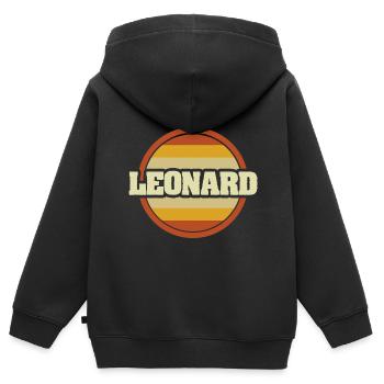 Geschenk für Leonard - Kinder Premium Organic Zip Hoodie - Schwarz - Hinten - AI Model Kid Male (0cm)