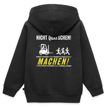 Nicht Quatschen Machen Stapler Staplerfahrer - Kinder Premium Organic Zip Hoodie - Schwarz - Hinten - AI Model Kid Male (0cm)