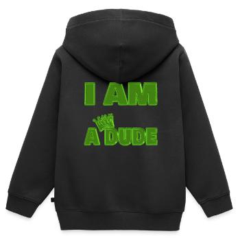 König Dude Name - Kinder Premium Organic Zip Hoodie - Schwarz - Hinten - AI Model Kid Male (0cm)