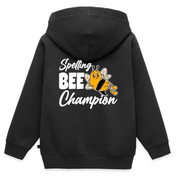 Orthographe Bee Champ 2 - Sweat Premium à capuche zippé enfant bio - noir - Dos - AI Model Kid Male (0cm)