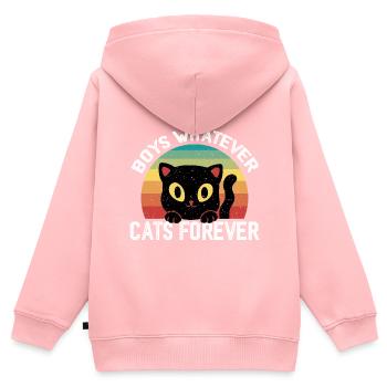 Boys Whatever Cats Forever 2 - Sweat Premium à capuche zippé enfant bio - rose - Dos - AI Model Kid Female (0cm)