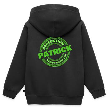 Patrick - Kinder Premium Organic Zip Hoodie - Schwarz - Hinten - AI Model Kid Male (0cm)