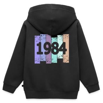 1984 - Kinder Premium Organic Zip Hoodie - Schwarz - Hinten - AI Model Kid Male (0cm)