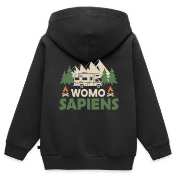 Womo Sapiens - Kids Premium Organic Zip-up Hoodie - black - Back - AI Model Kid Male (0cm)