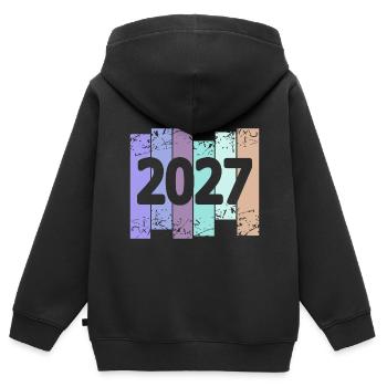 2027 - Kinder Premium Organic Zip Hoodie - Schwarz - Hinten - AI Model Kid Male (0cm)