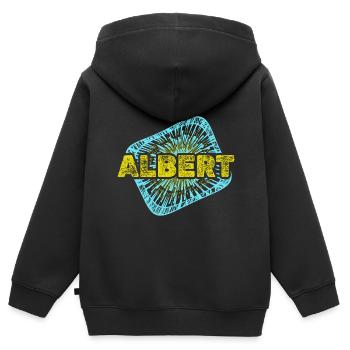 Albert als Freizeit - Kinder Premium Organic Zip Hoodie - Schwarz - Hinten - AI Model Kid Male (0cm)